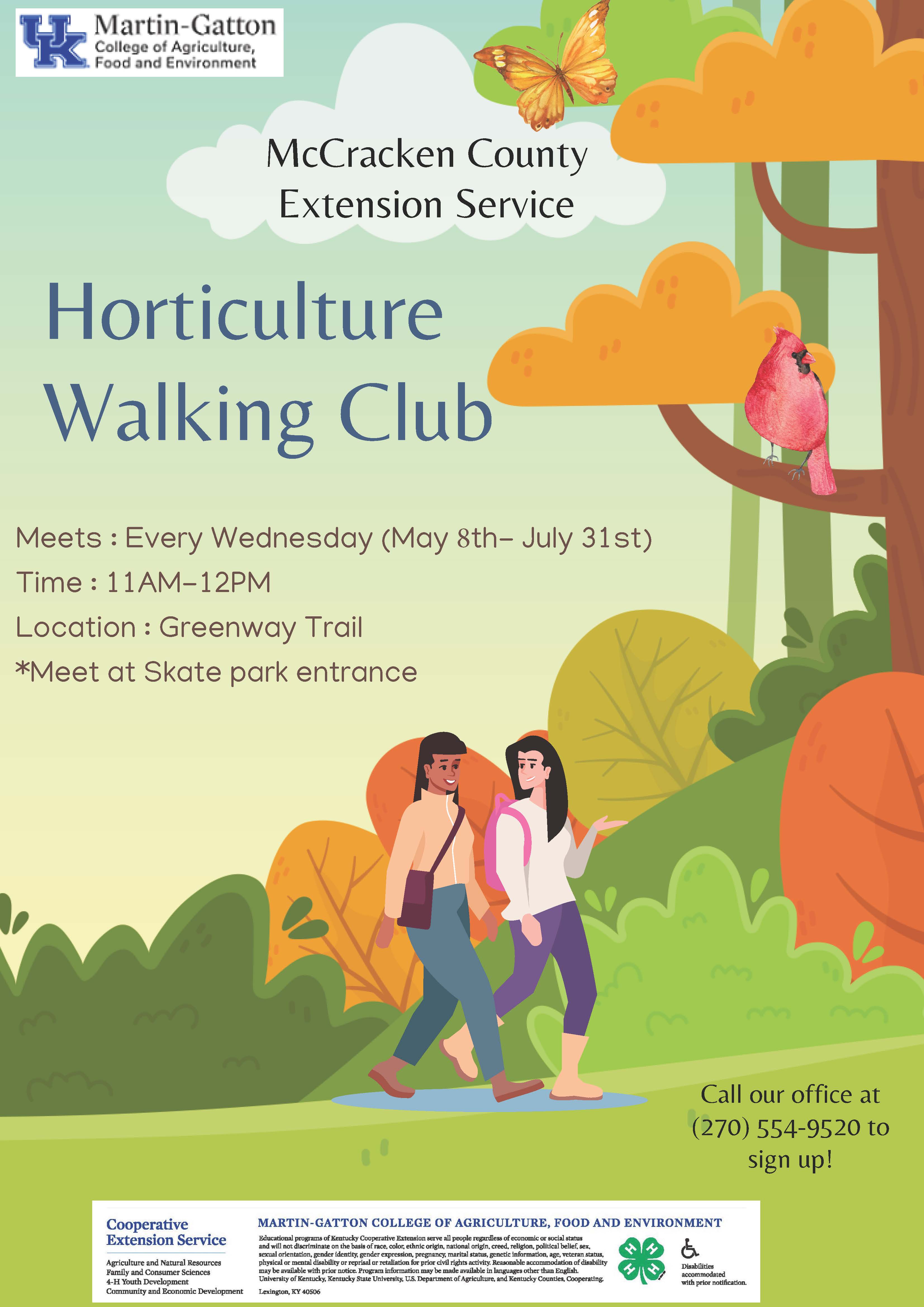 Flyer for Horticulture Walking Club 2024
