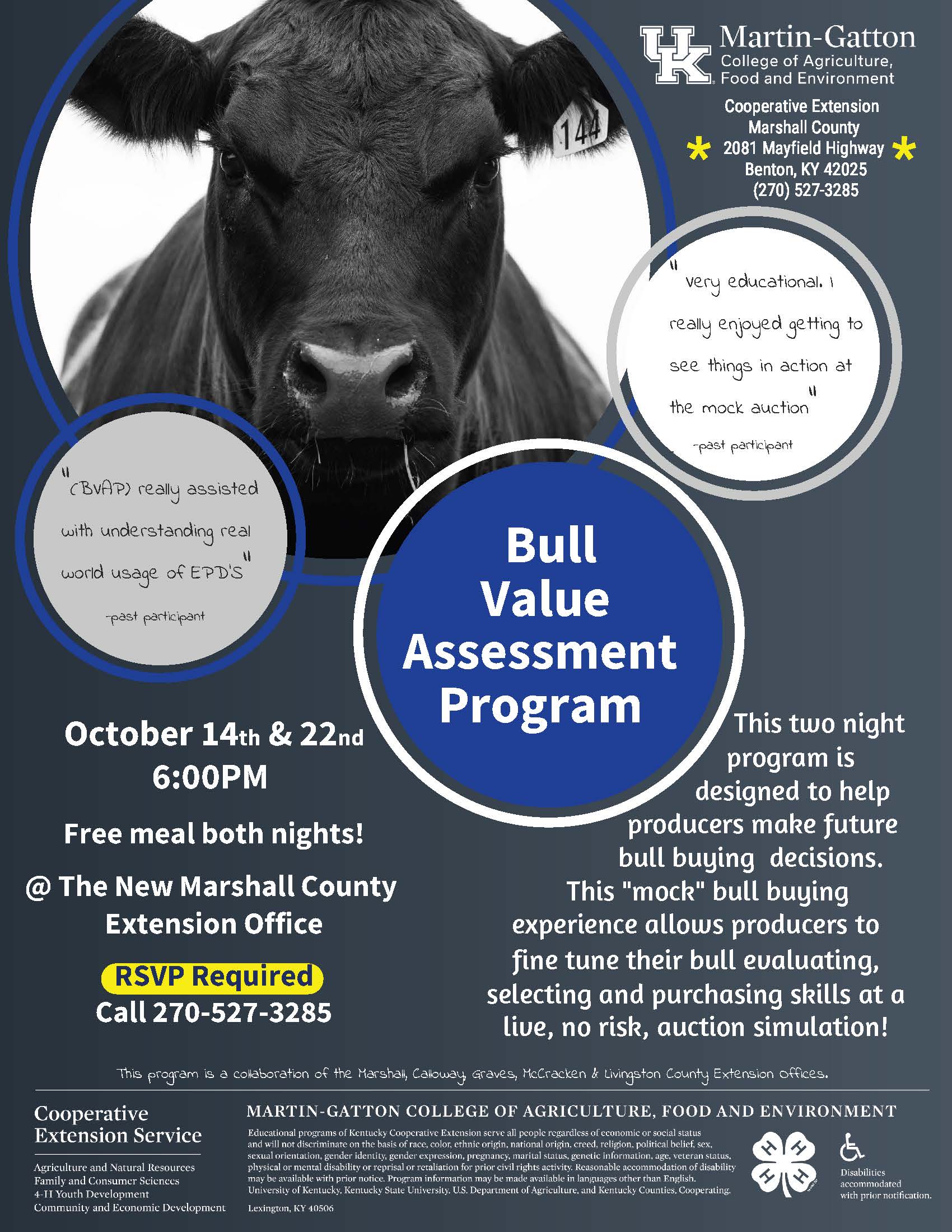 Flyer for Bull Value Assessment Program Oct 2024