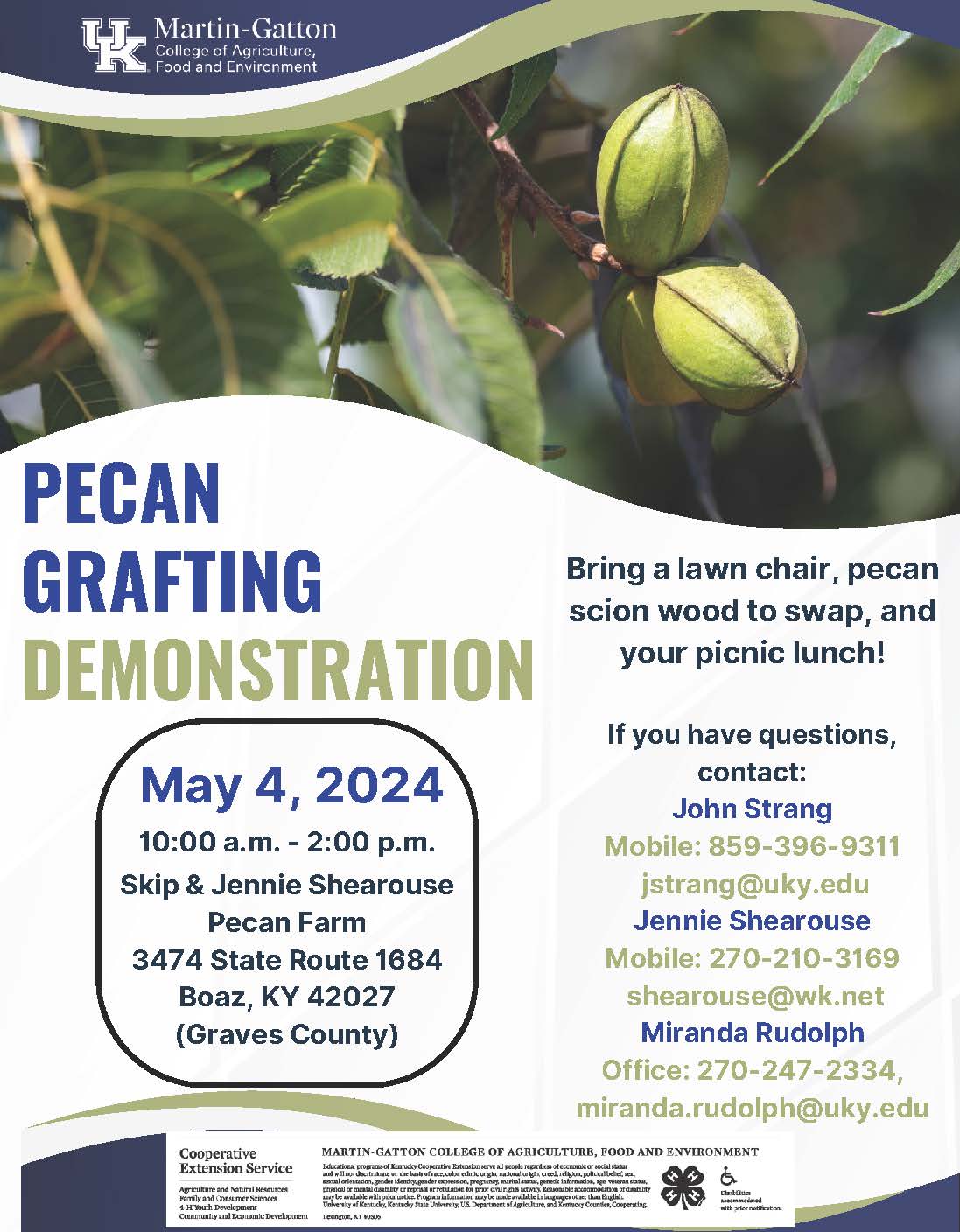 Flyer for Pecan Grafting Demonstration 2024